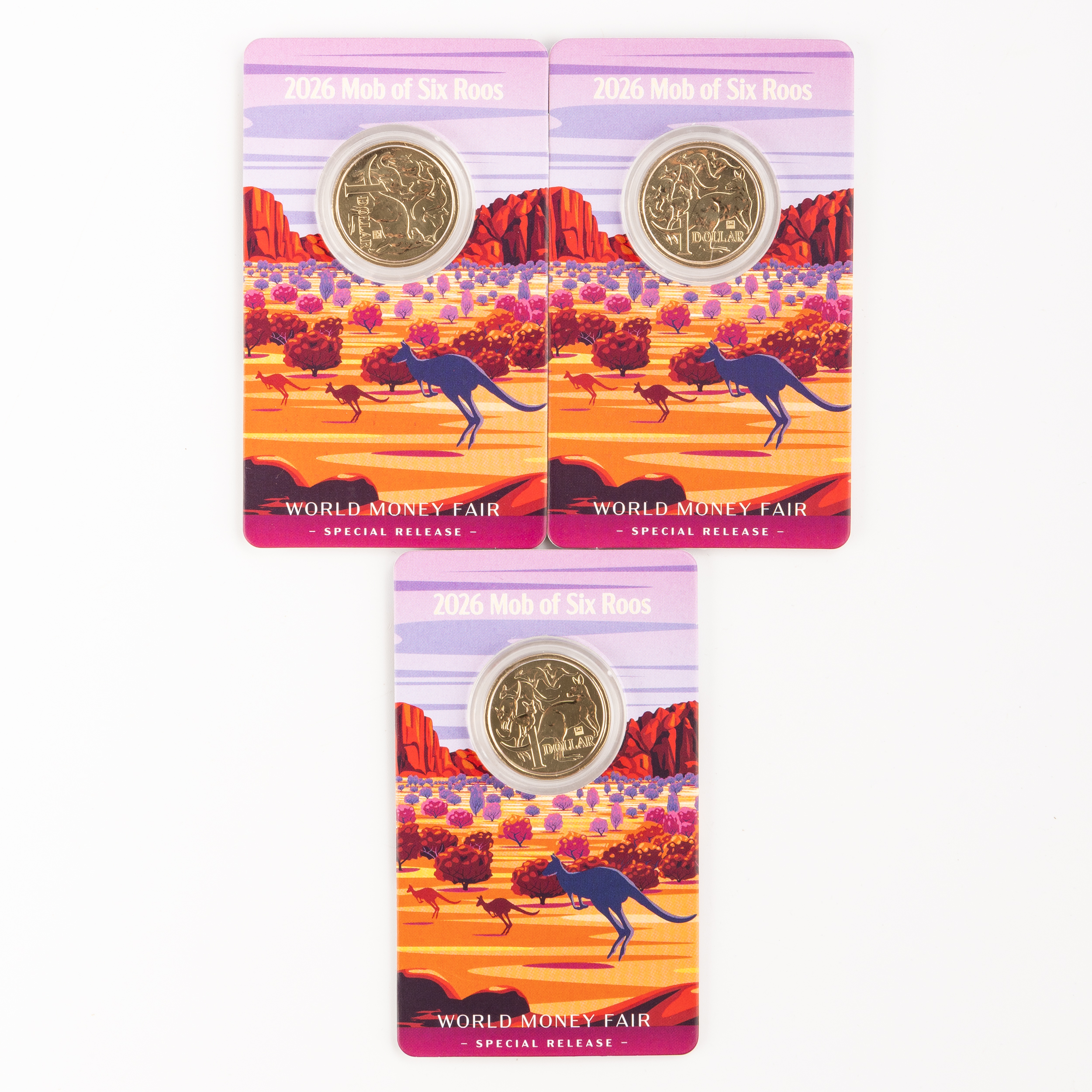 Charles III, RAM - Mob of Six Roos, One Dollar, 2026, UNC