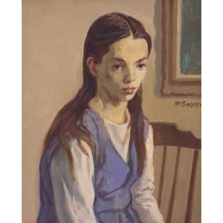 Moses Soyer ''Girl with Long Hair'' Oil
