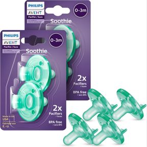 PHILIPS AVENT SOOTHIE PACIFIER 0-3M, GREEN/GREEN, 4 PACK, SCF190/41