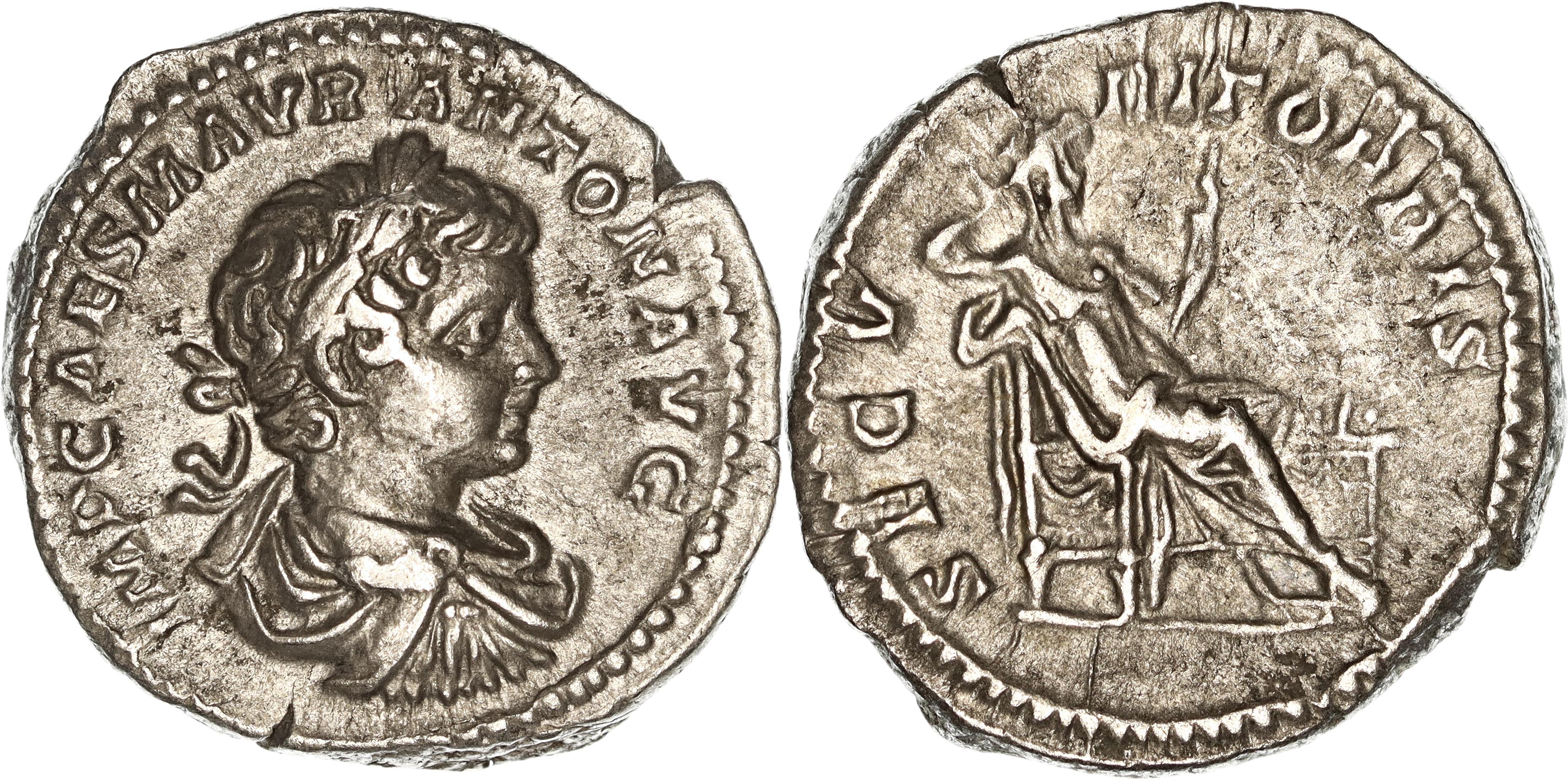 Roman Empire, Caracalla, Silver Denarius, 199 AD, VF