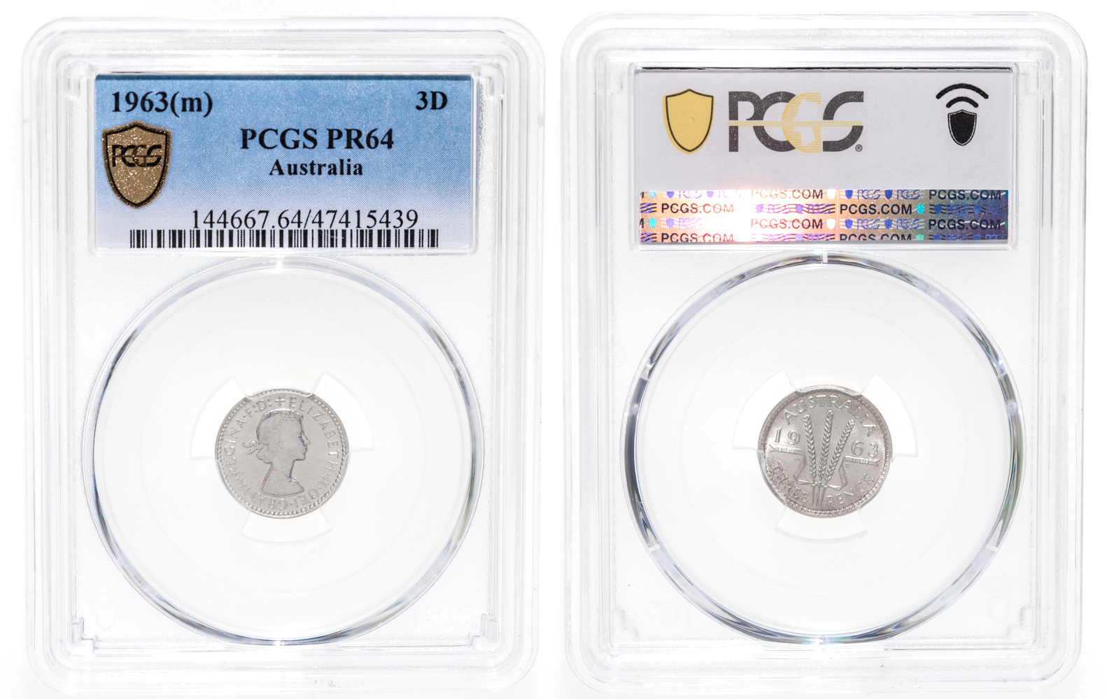 Elizabeth II, Threepence, 1963, PR 64
