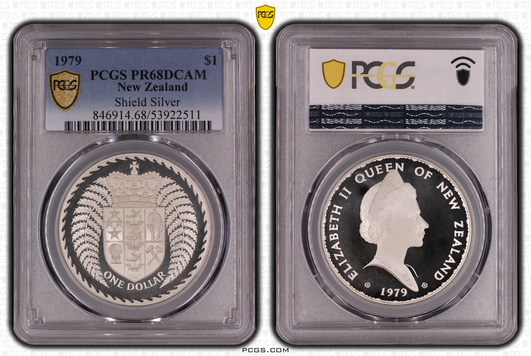 New Zealand , Shield Silver, One Dollar, 1979, PCGS PR68DCAM