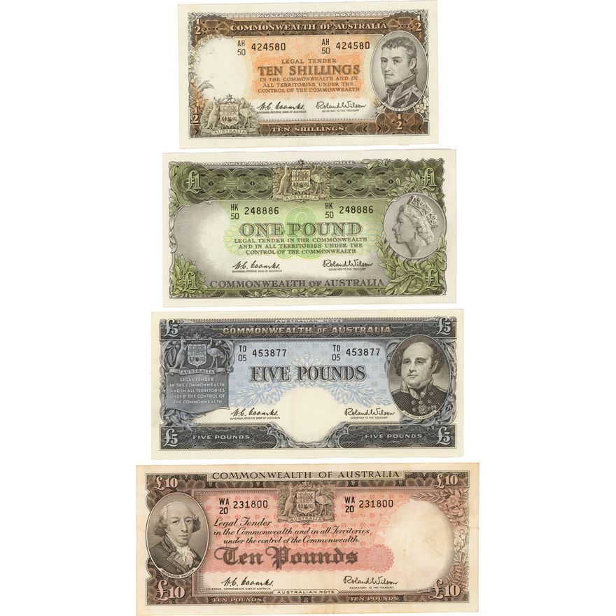 Coombs/Wilson, Ten Shillings - Ten Pounds, 1954 - 1961,  VF - gVF