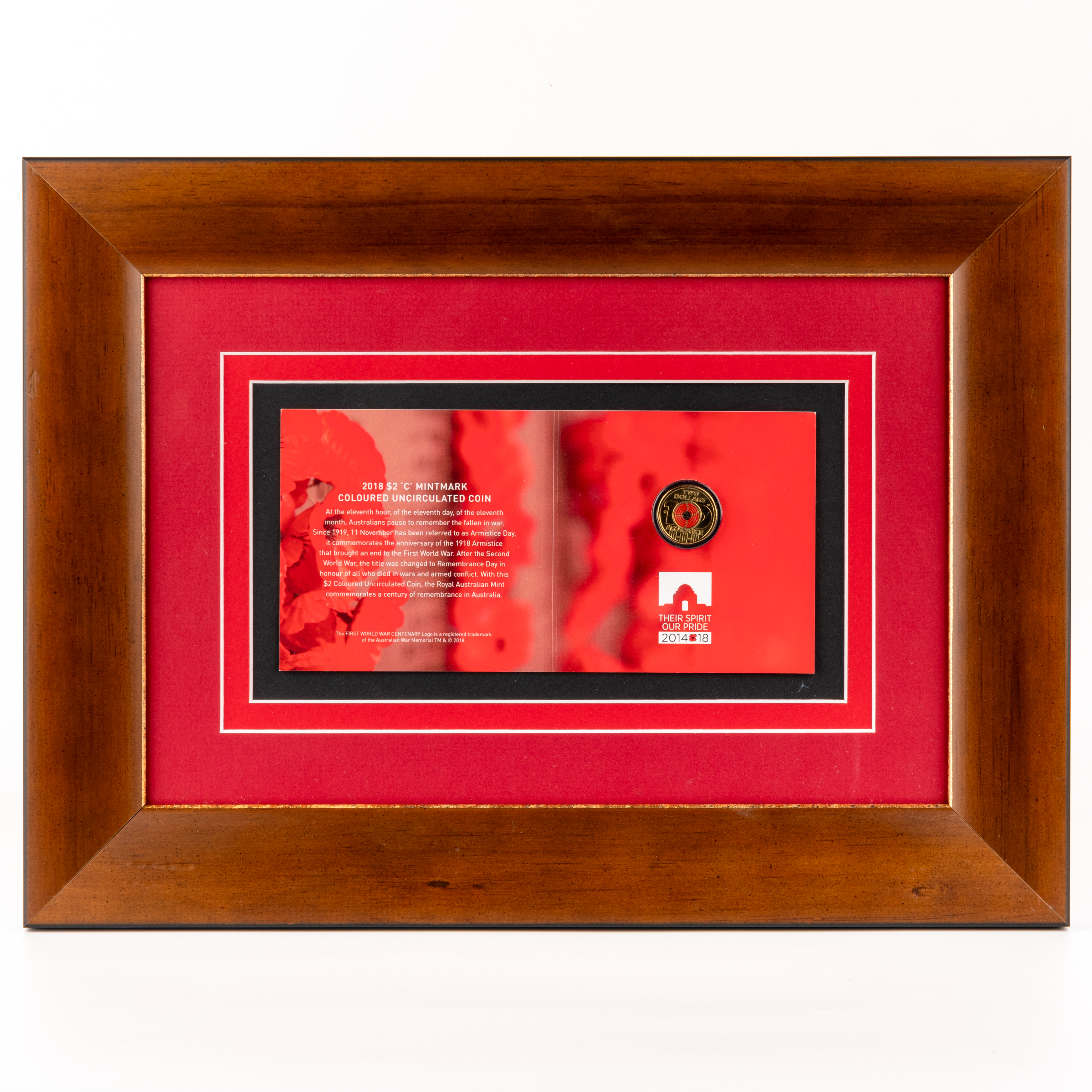 258 · Elizabeth II, Framed Armistice Centenary, Two Dollar, 2018-C,  UNC