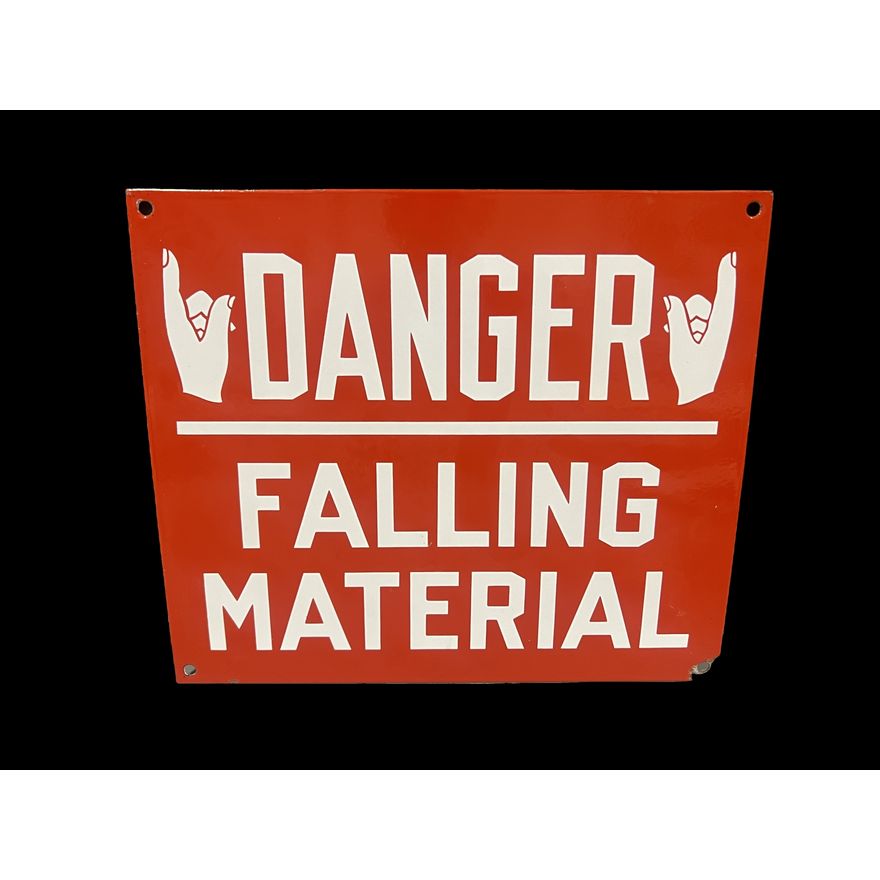 Danger Falling Material Porcelain Sign