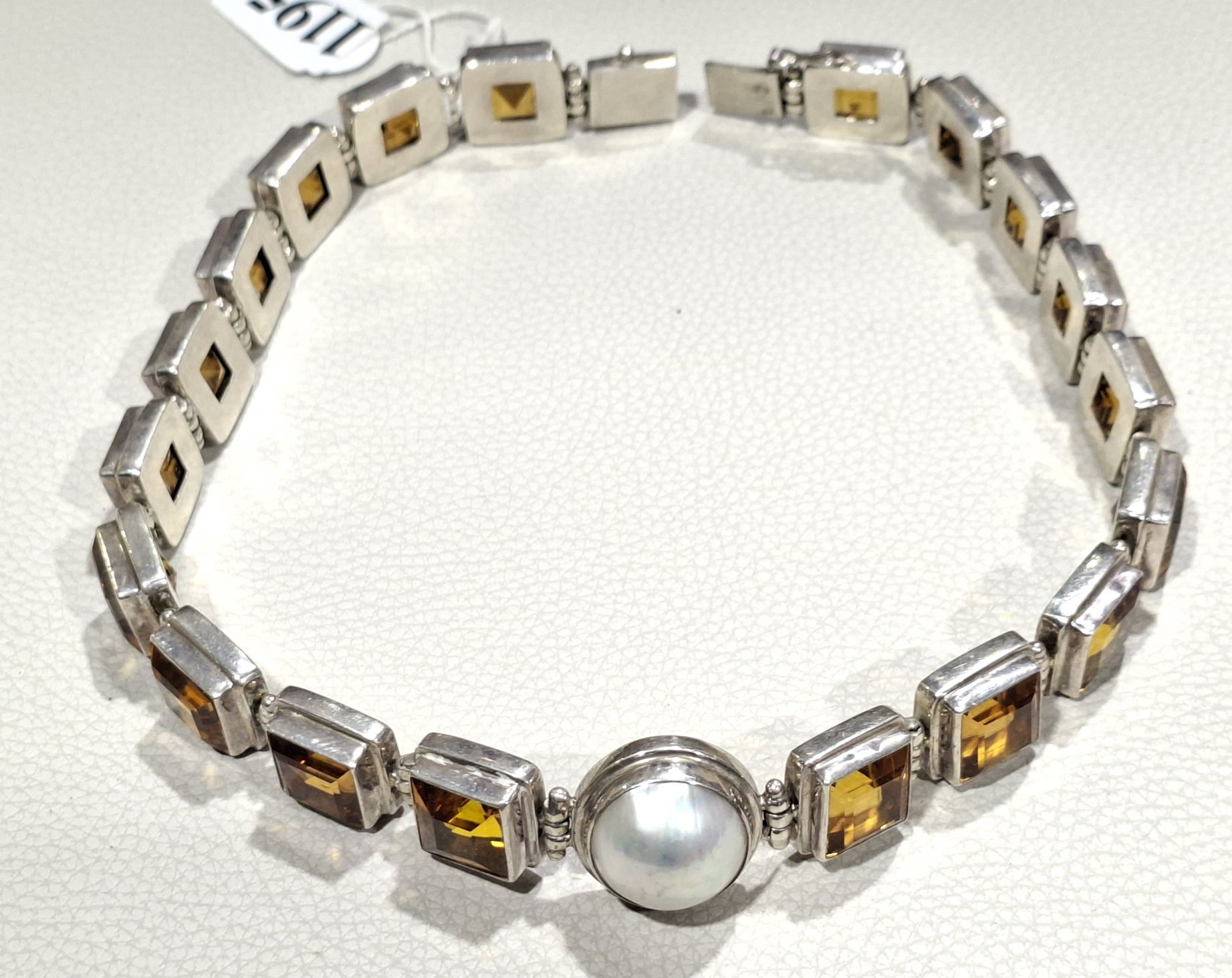 1195 · STERLING SILVER MABE PEARL AND CITRINE BRACELET