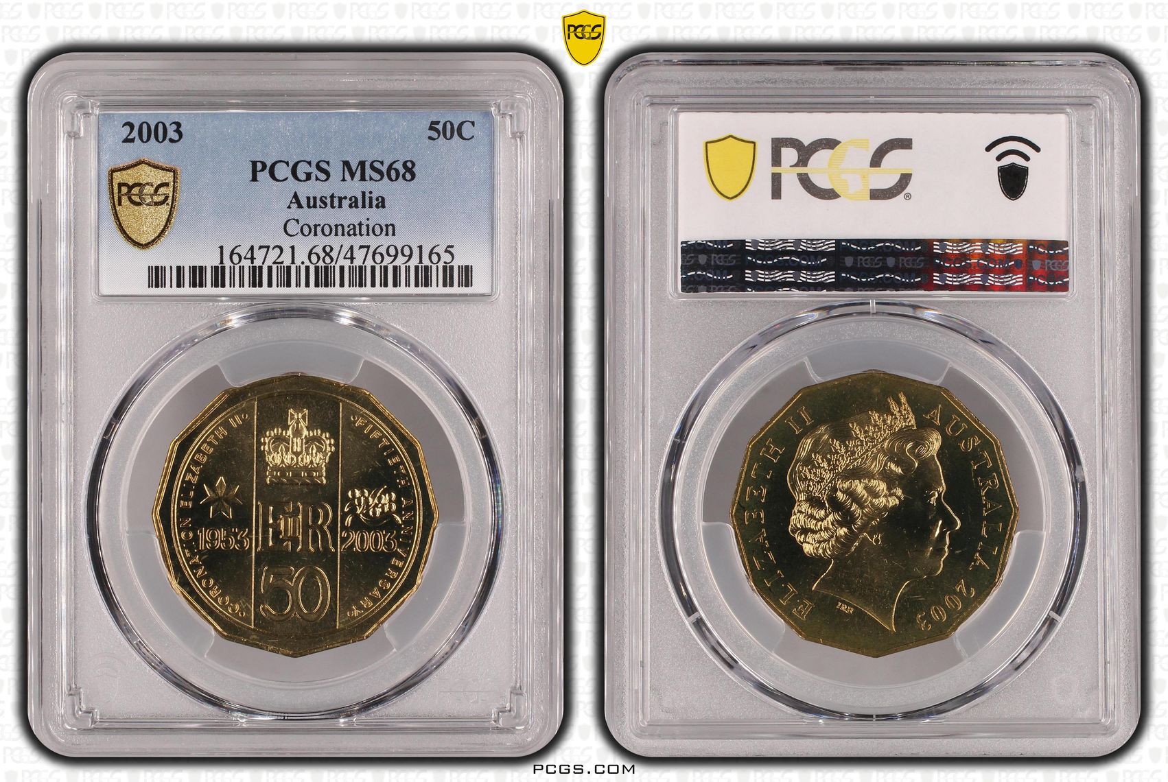 Coronation, Fifty Cent, 2003, PCGS MS 68