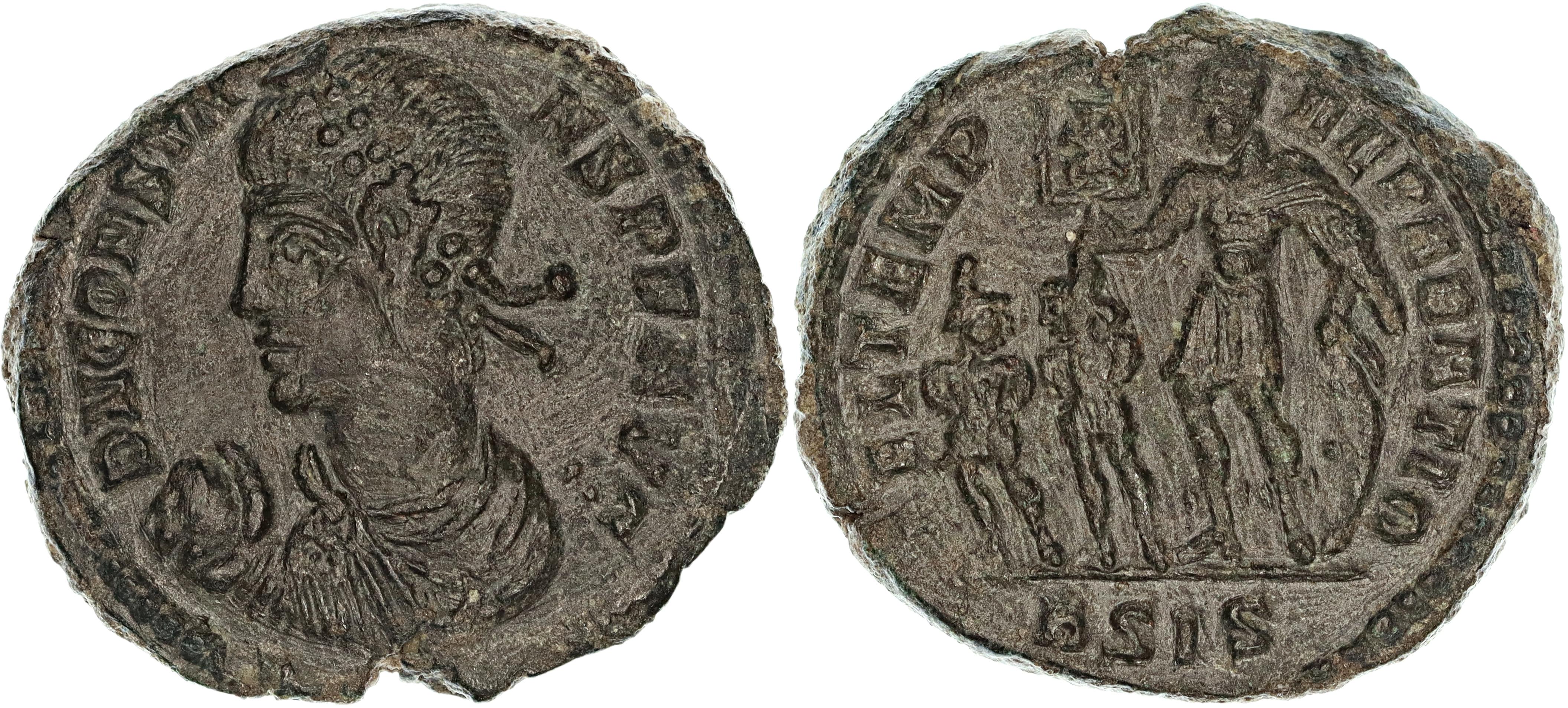 Roman Empire, Constantius II, Æ Follis, 348-350 AD, VF+