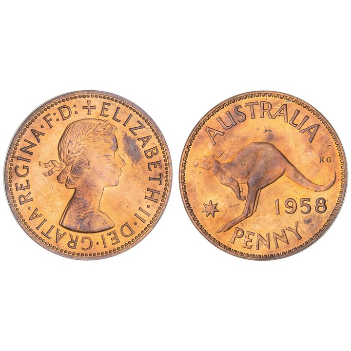 Elizabeth II, Penny, 1958, aFDC