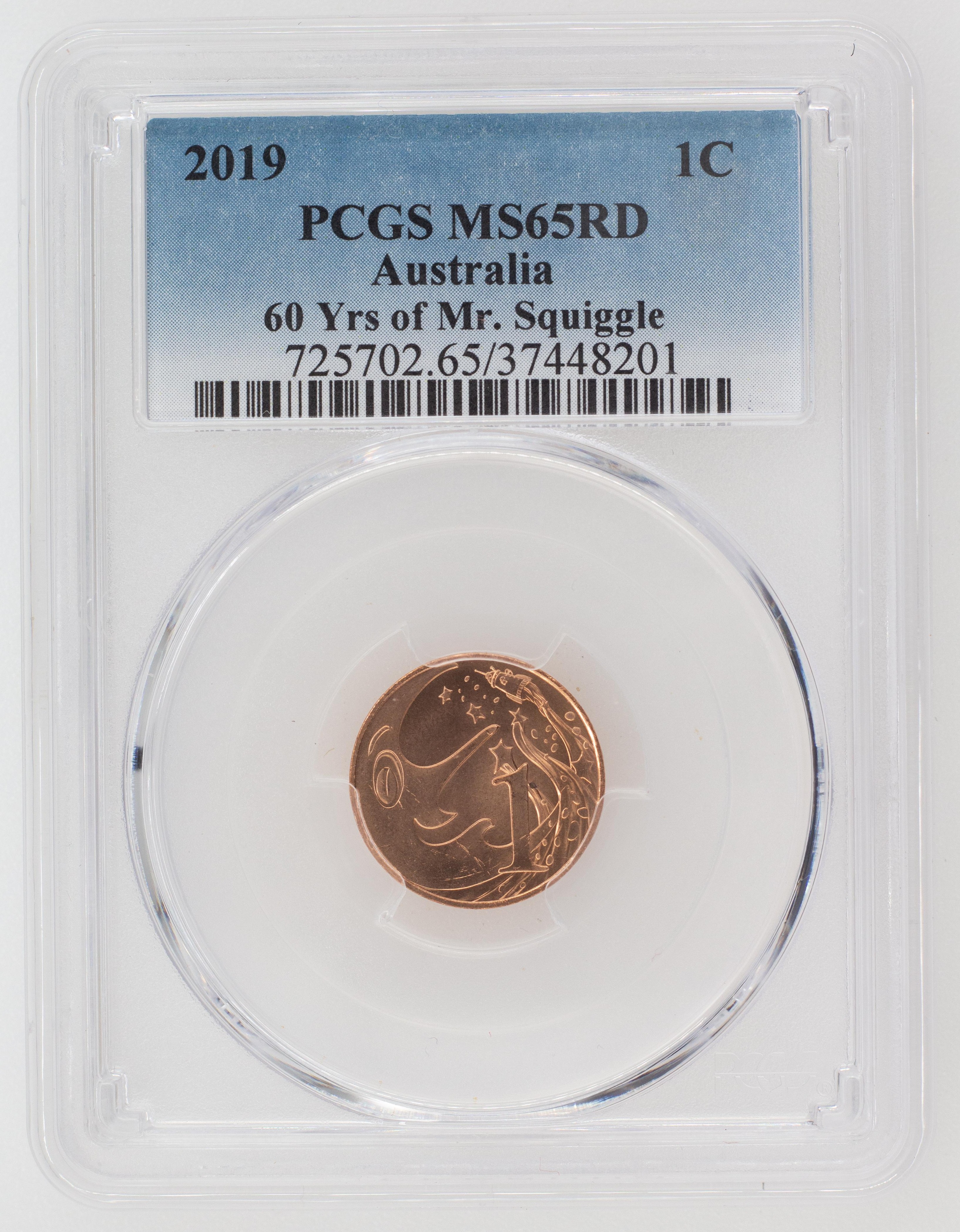 2019 Australia One Cent, 1c 60 Yrs of Mr. Squiggle PCGS - MS65RD -201