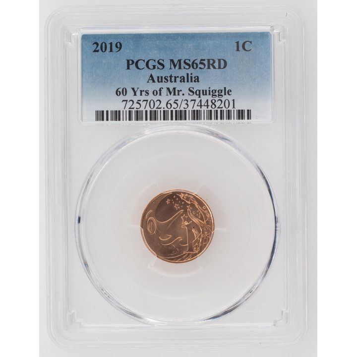 2019 Australia One Cent, 1c 60 Yrs of Mr. Squiggle PCGS - MS65RD -201