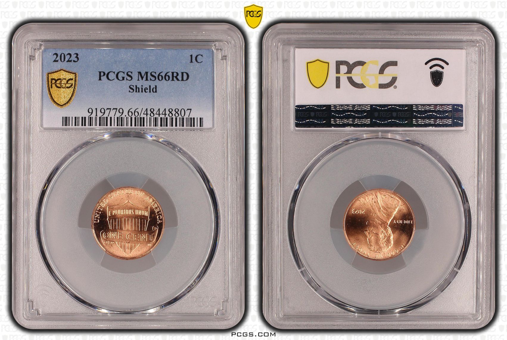 103 · Elizabeth II, The United States of America, Shield, One Cent, 2023, PCGS MS66RD