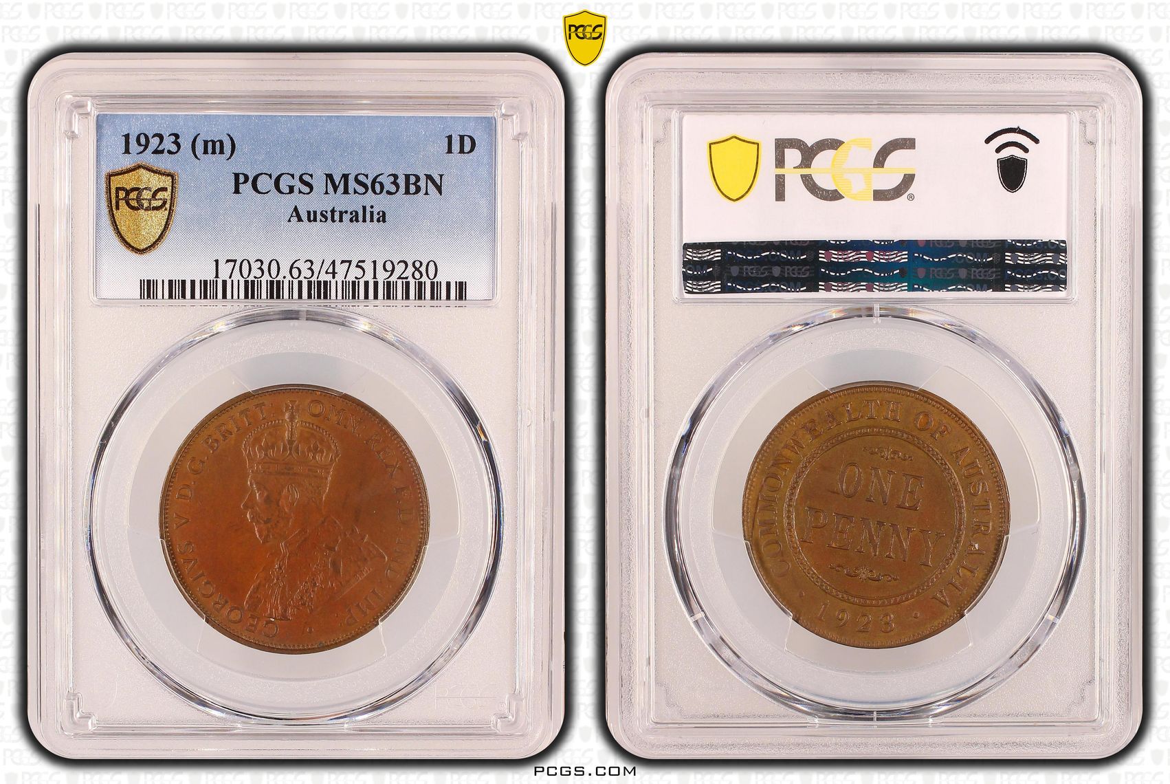 One Penny, 1923, PCGS MS 63BN
