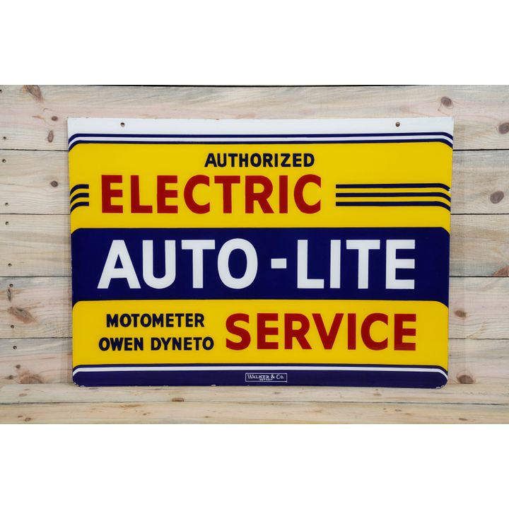 Auto-Lite Authorized Electric Service Double Sided Porcelain Sign TAC 9.5 & 9