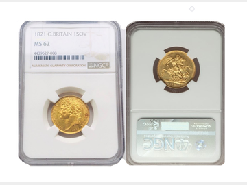 1821 King George IV Laurel Head Gold Sovereign NGC MS62