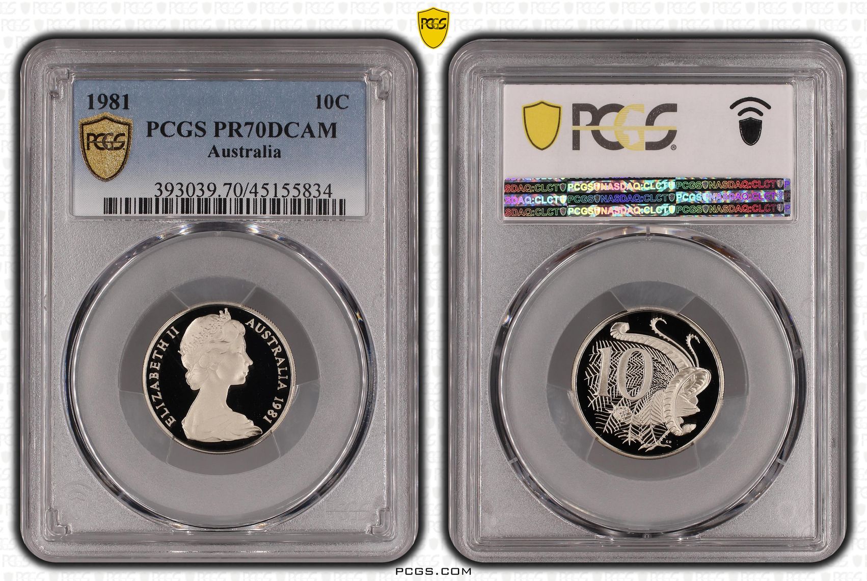 Elizabeth II, Ten Cent, 1981, PCGS PR 70DCAM