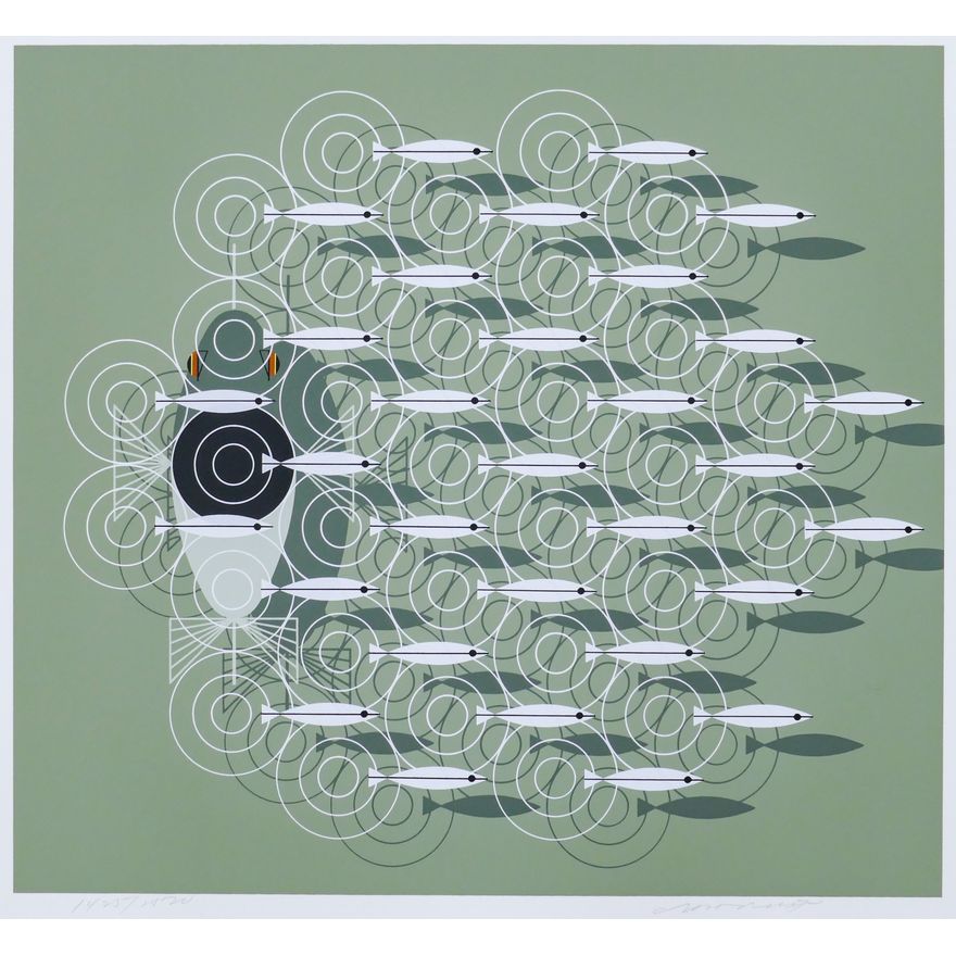 Charley Harper ''Skipping School'' 1977 Serigraph