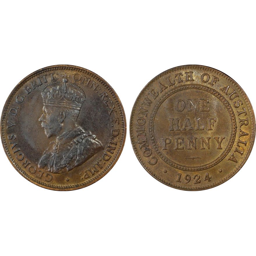 George V, Halfpenny, 1924, PCGS MS63BN