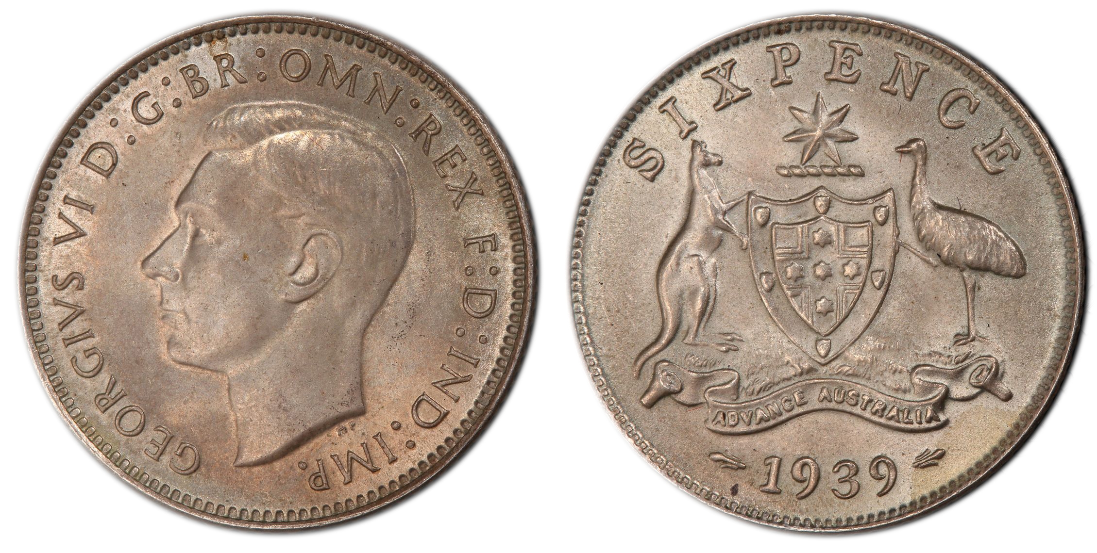 George VI, Sixpence, 1939, PCGS MS65