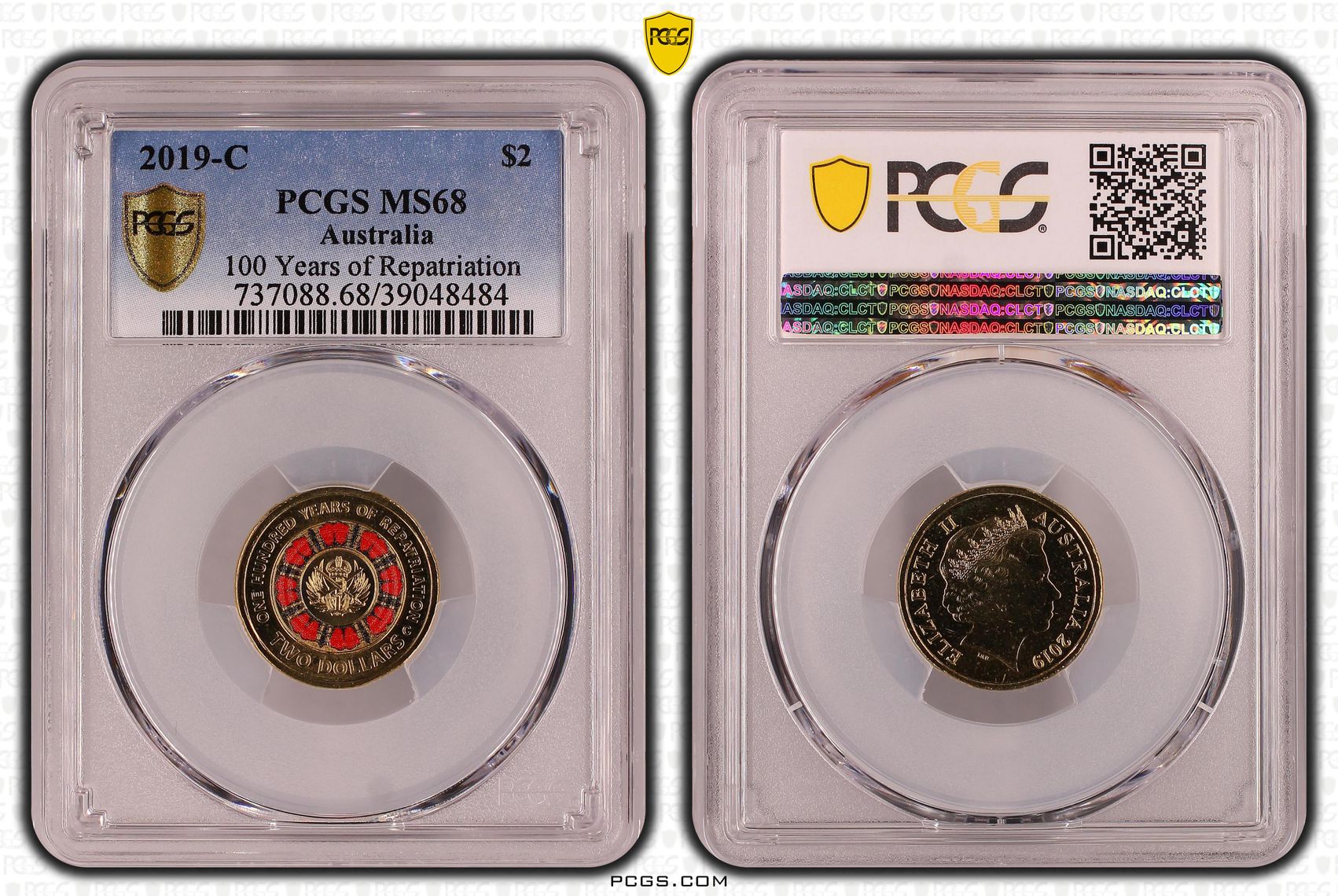 100 Years of Repatriation Colorized, Two Dollar, 2019-C, PCGS MS68