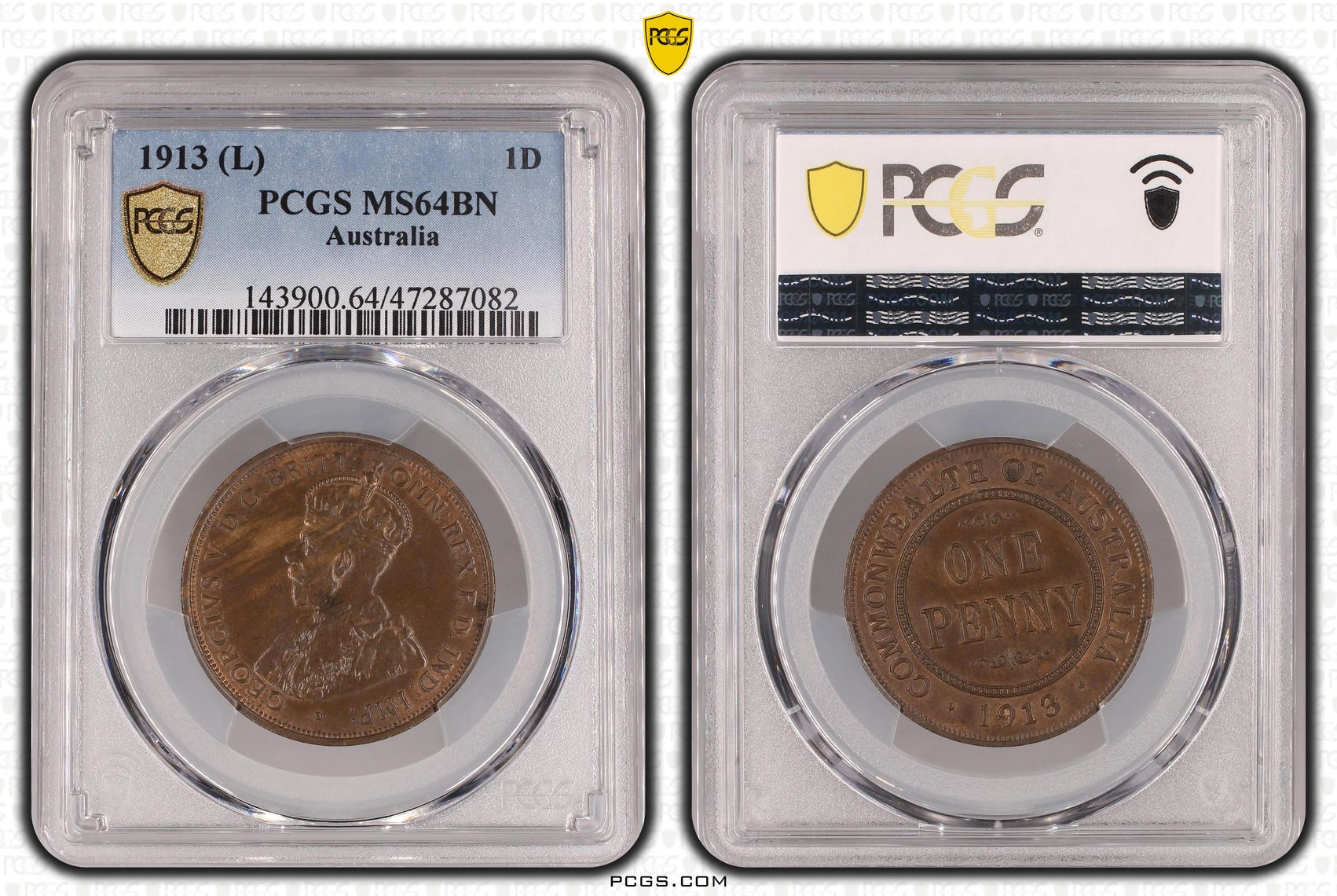 One Penny, 1913 POP Report 5/0, PCGS MS 64BN