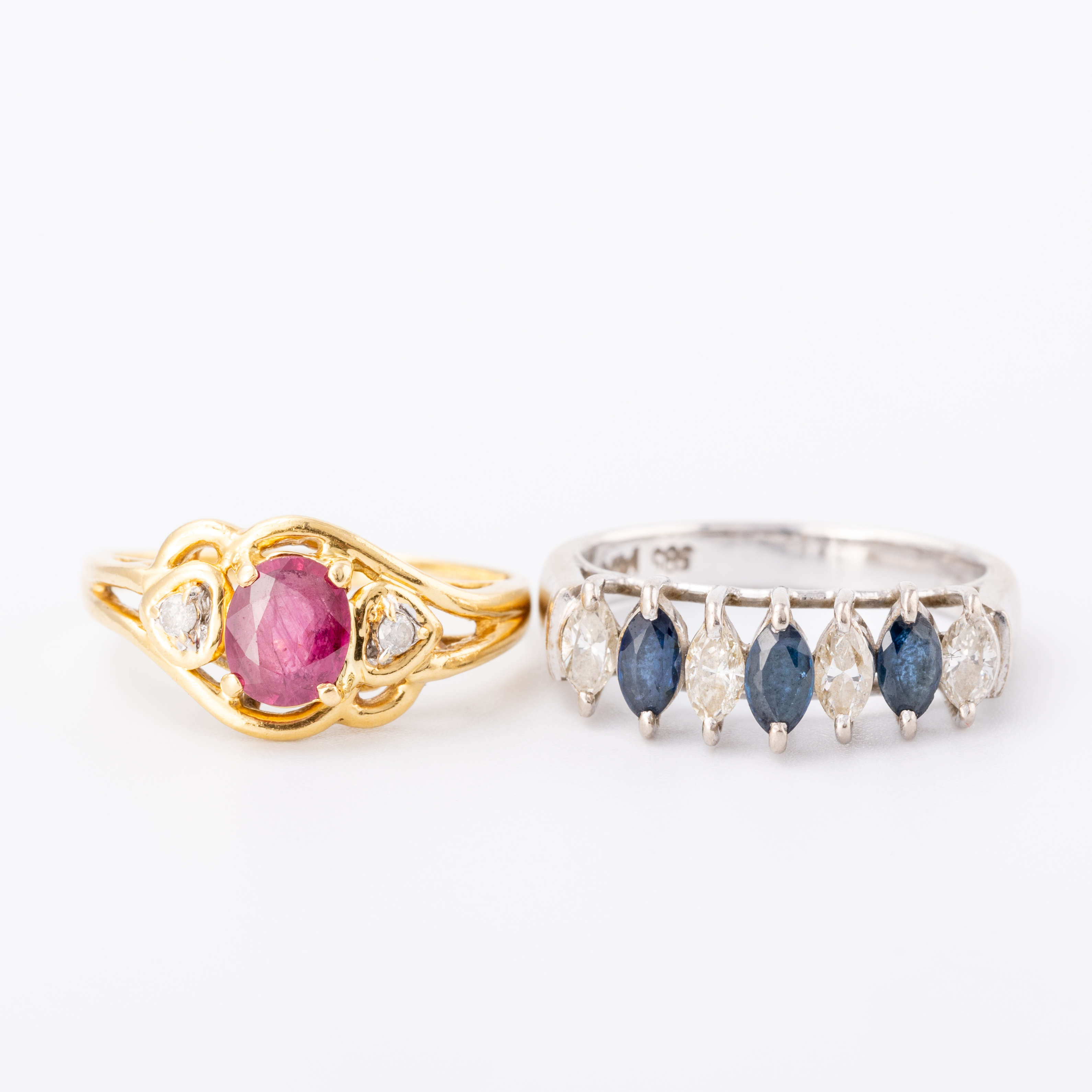 Two Diamond Ruby & Sapphire Rings