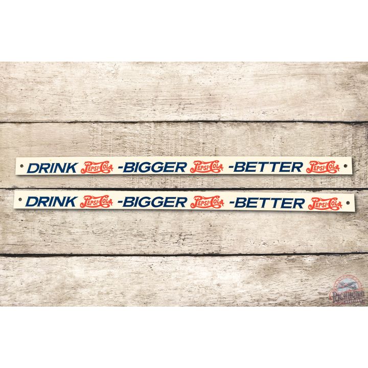 Pair of Pepsi Cola Double Dot Tin Strip Signs