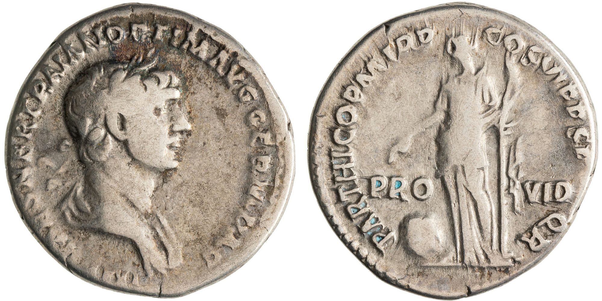 Trajan, Denarius, 117 AD, Fine