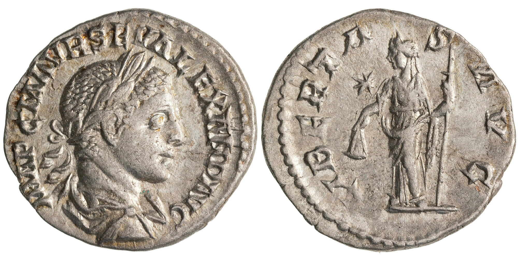 Severus Alexander, Denarius, 222 AD, VF
