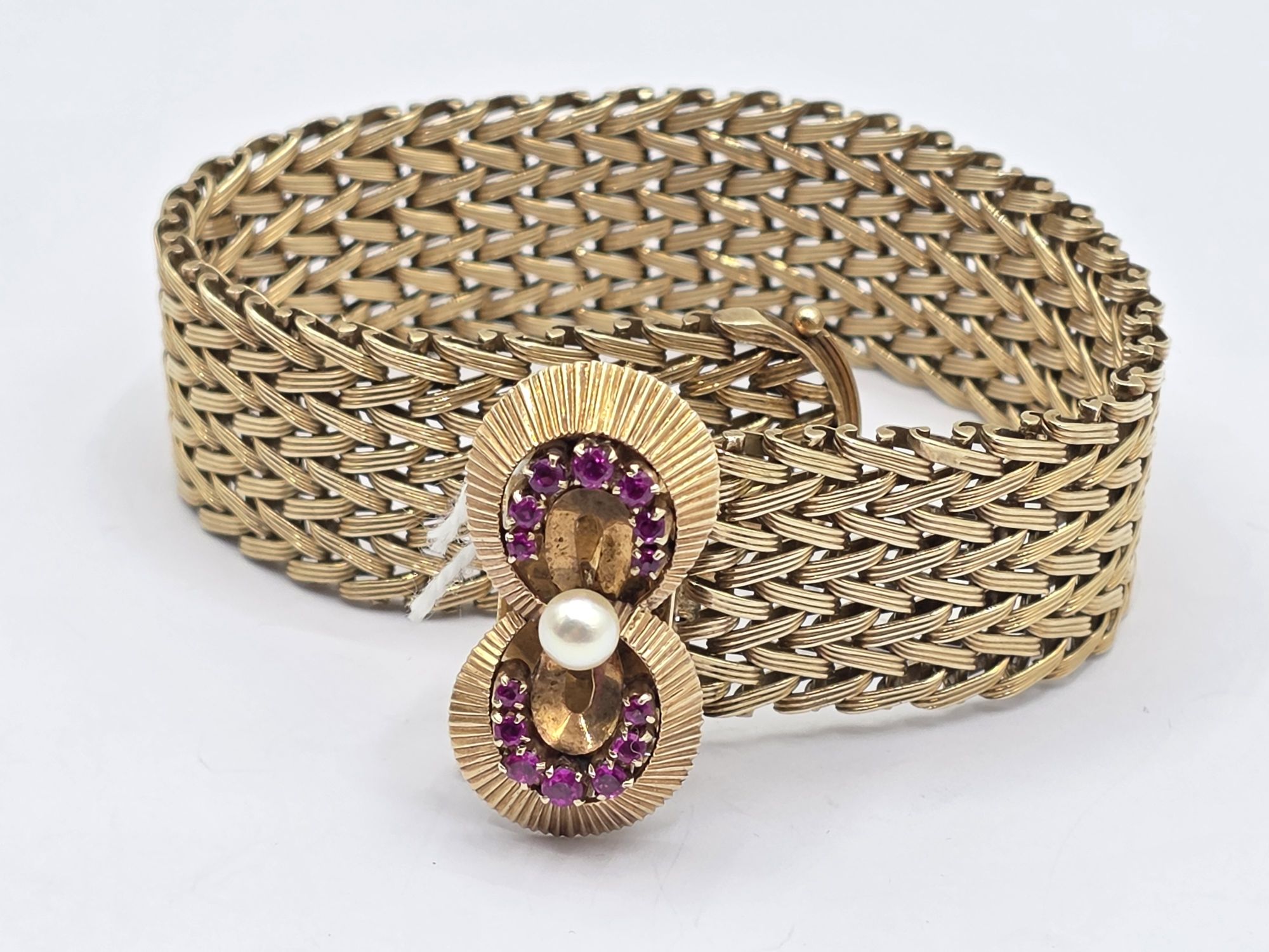 9ct Gold Ruby And Pearl Bracelet