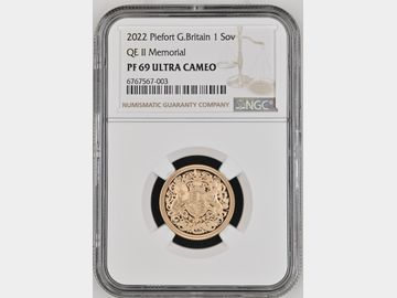 2022 'MEMORIAL' PIEDFORT GOLD PROOF SOVEREIGN PF69 UCAM