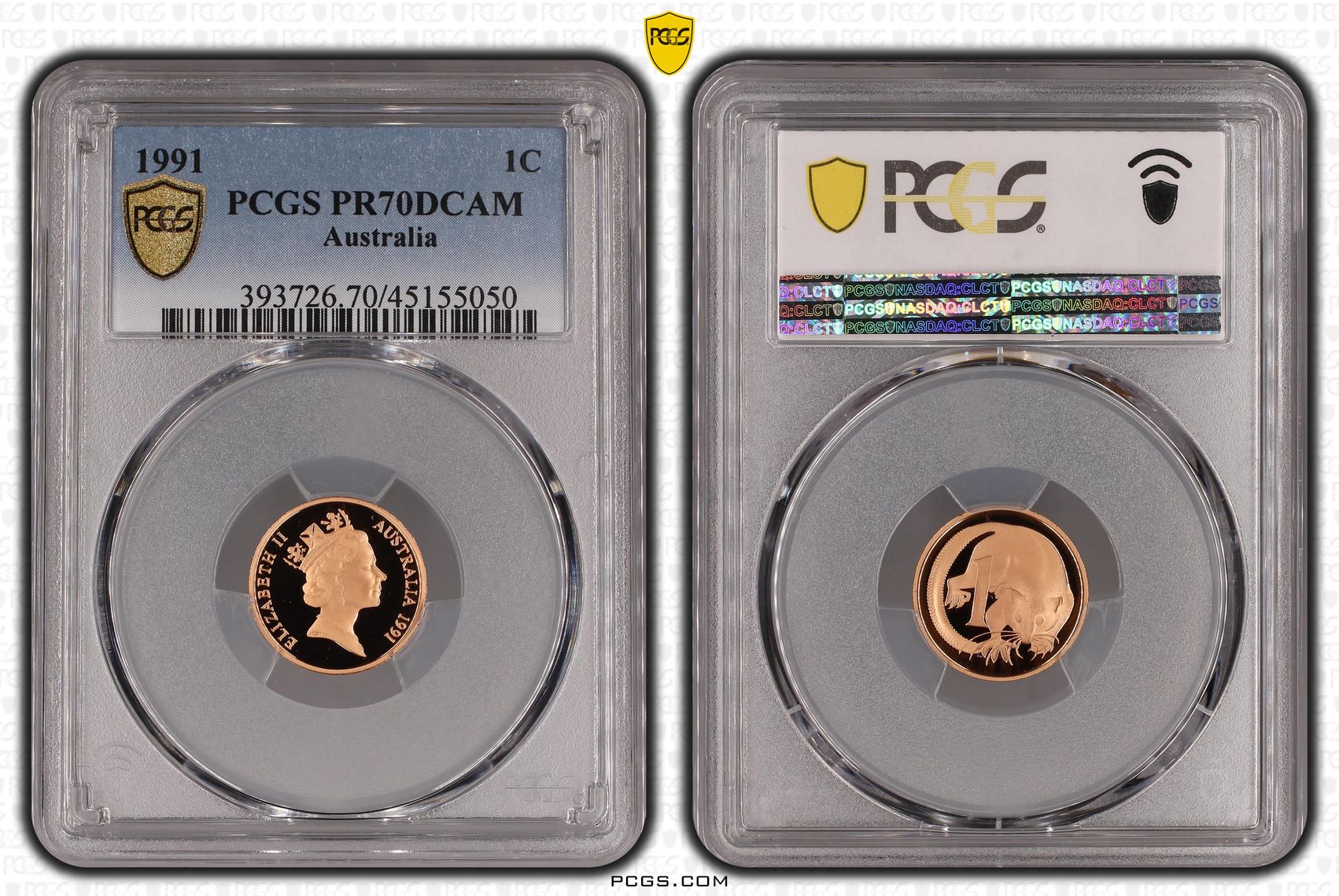 Elizabeth II, One Cent, 1991, PCGS PR 70DCAM