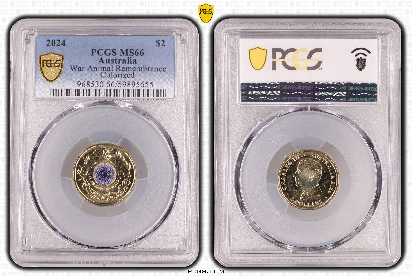 War Animal Remembrance Colorized, Two Dollar, 2024, PCGS MS66