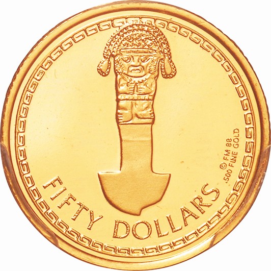 古代文明シリーズ／英国バージン諸島  ５０ドル金貨 英領バージン-British Virgin Islands. PCGS PR68DCAM. プルーフ