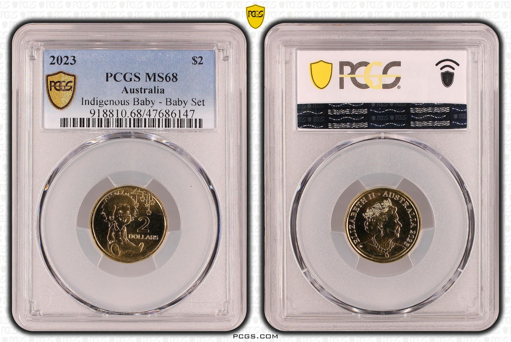 Elizabeth II, Indigenous Baby - Baby Set, Two Dollar, 2023, PCGS MS68
