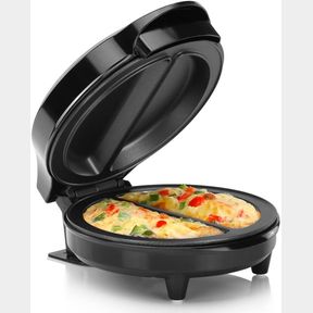 HOLSTEIN HOUSEWARES HH-0937012SS HH-0912500 OMELET MAKER, STAINLESS STEEL, BLACK