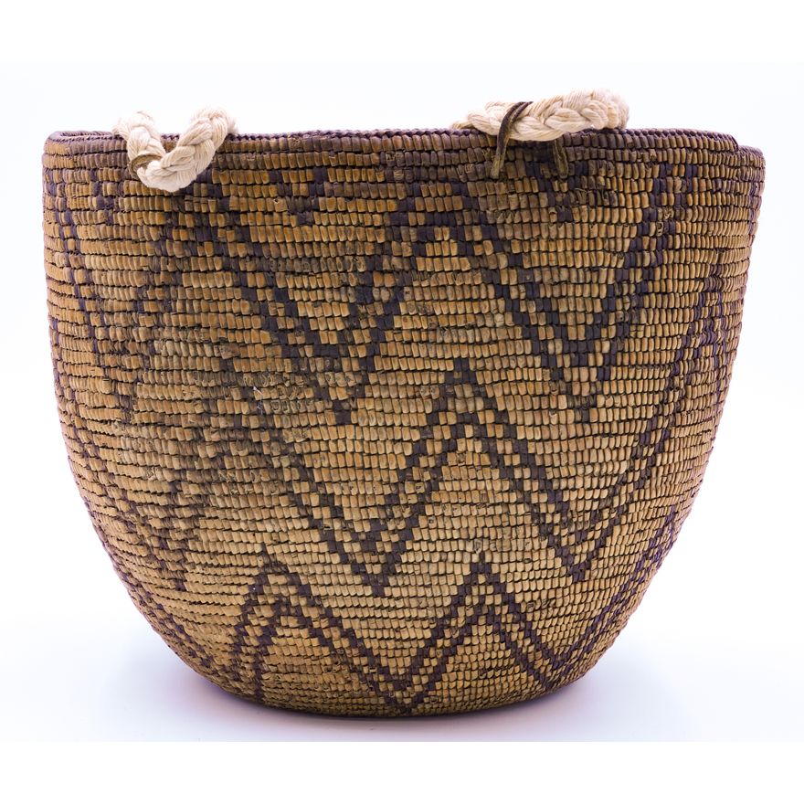 Antique Cowlitz Indian Large Hard Basket