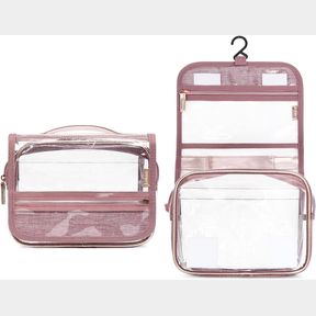 LOKASS HANGING TOILETRY BAG, TSA APPROVED CLEAR MAKEUP BAGS FOR TRAVEL ESSENTIALS SNACK BAGS SNACK POUCH FOR TRAVEL, TRANSPARENT C
