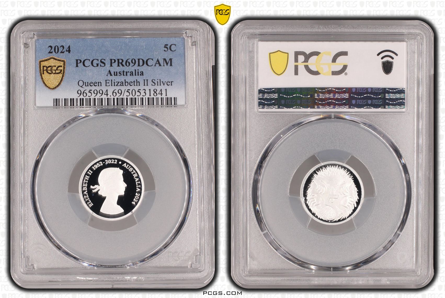 Queen Elizabeth II Silver, Five Cent, 2024, PCGS PR69DCAM