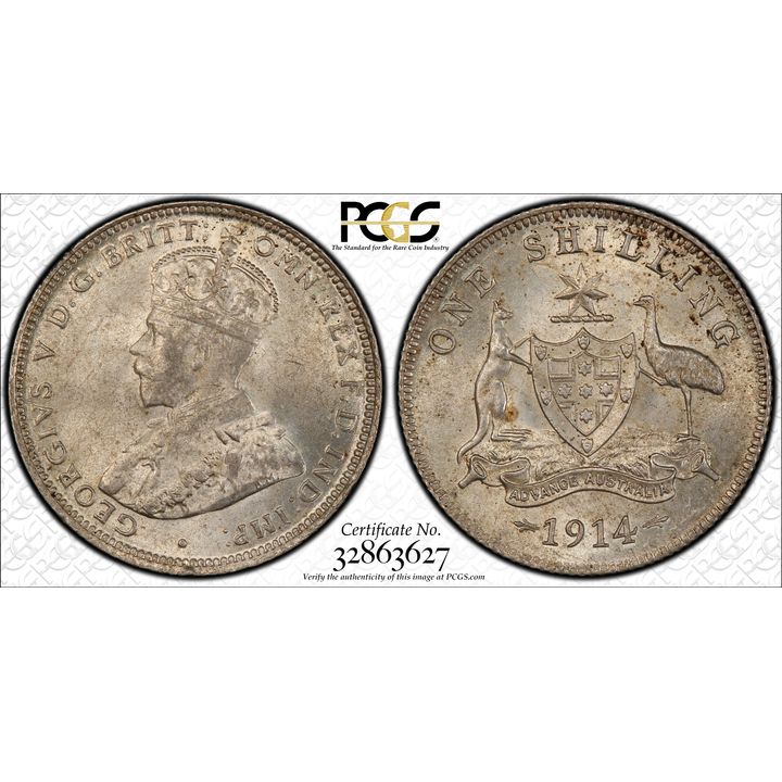 George V, Shilling, 1914, PCGS MS 63