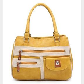 L&H LADIES 2ZIP POCKET YELLOW HANDBAG - 51818/5352