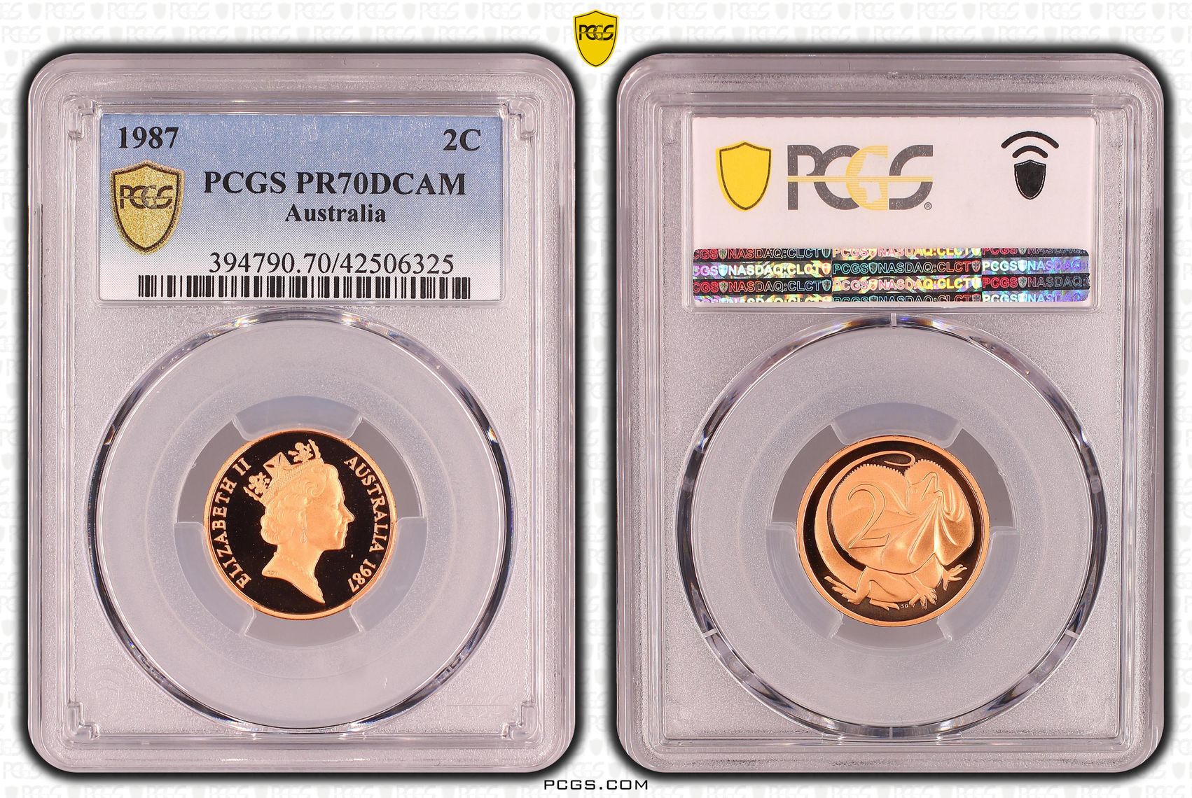 1987 Australia Two Cent, 2c PCGS - PR70DCAM POP 15/0 -325