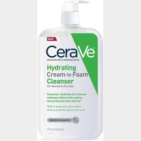 CERAVE HYDRATING CREAM-TO-FOAM CLEANSER | MAKEUP REMOVER AND FACE WASH WITH HYALURONIC ACID | FRAGRANCE FREE | 19 OUNCE