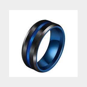 S C Minimalist Two Tone Stainless Steel Ring - Black-Multi-Colour - V 1/2 --51459/7944 B5 (S2) C