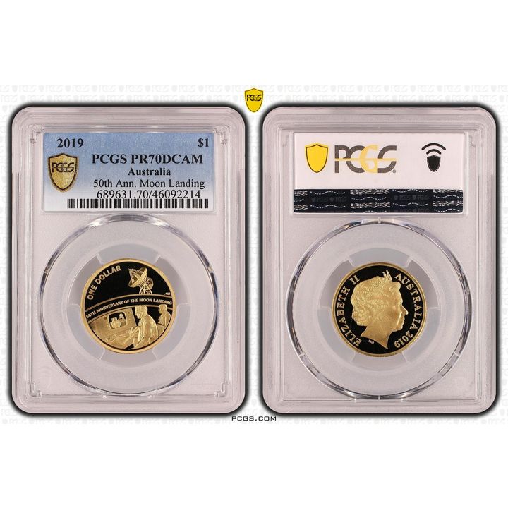 Elizabeth II, Moon Landing Anniv., One Dollar, 2019, PCGS PR 70DCAM