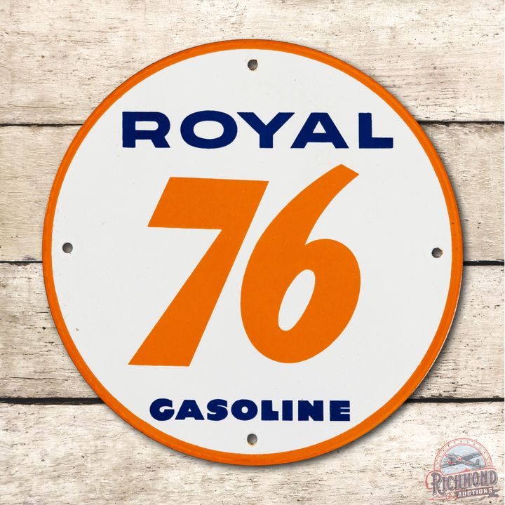 12" Union Royal 76 Gasoline Porcelain Pump Plate Sign