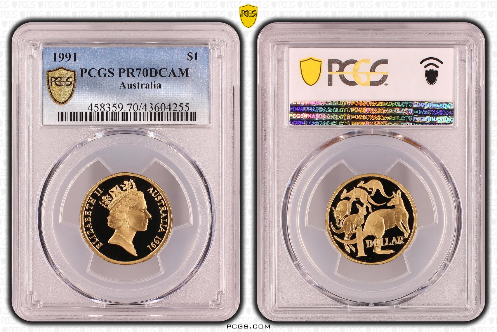1991 Australia One Dollar, $1 PCGS - PR70DCAM POP 25/0 -255