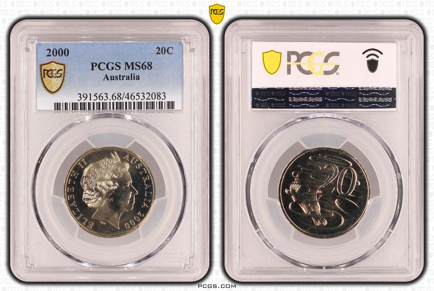 Elizabeth II, Twenty Cent, 2000, PCGS MS 68