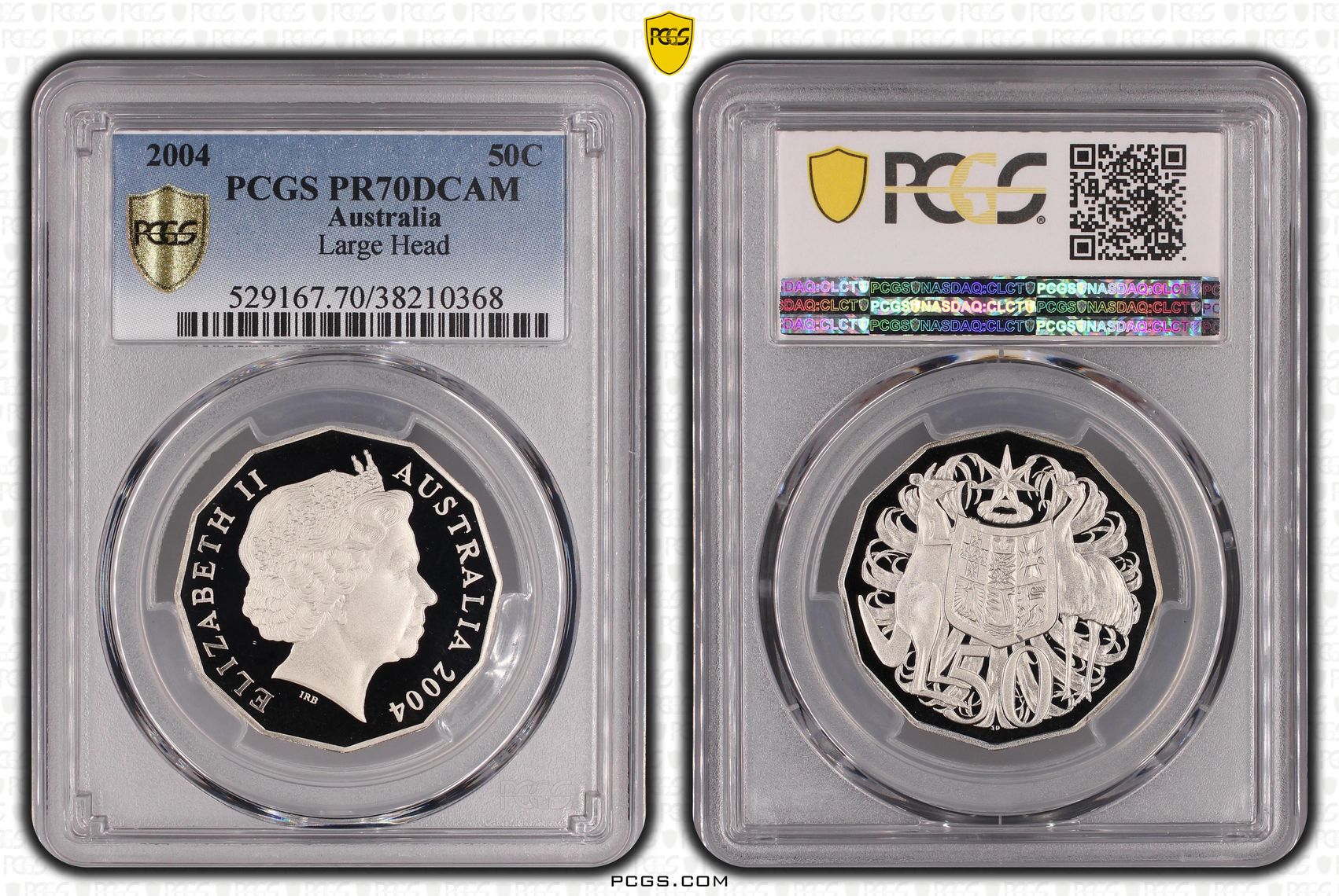 303 · 2004 Australia Fifty Cent, 50c Large Head PCGS - PR70DCAM POP 18/0 -368