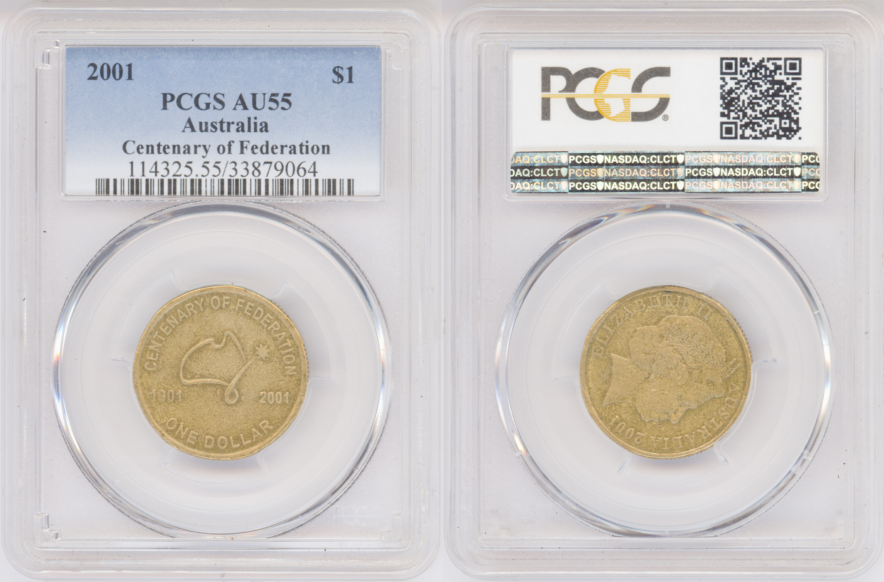 Centenary of Federation, Rotation Error, One Dollar, 2001, PCGS AU55